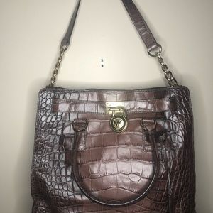 Michael Kors Hamilton Crocodile Leather Satchel